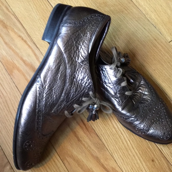 Brighton Eden gold Metallic 10 M Flats WingTip - Picture 4 of 6